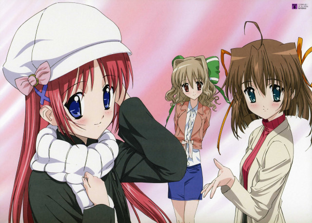 Anime girls pink background pink free wallpaper for desktop - medium preview image