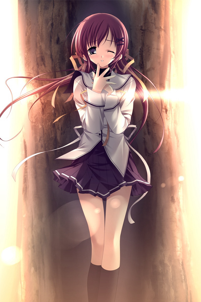 Girl beach sunset anime kneehighs free wallpaper for mobile - medium preview image