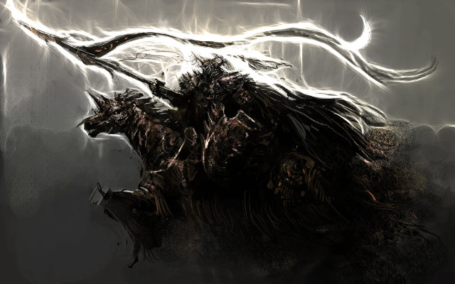 Bull horns back digital painting free wallpaper for desktop - medium preview image