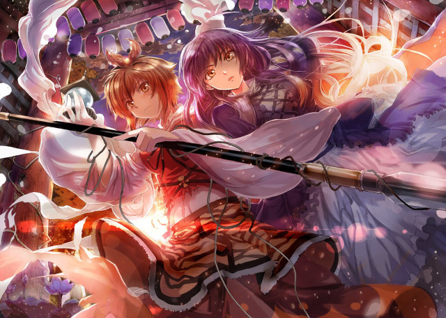 Anime couple sword demon background free wallpaper for desktop - medium preview image