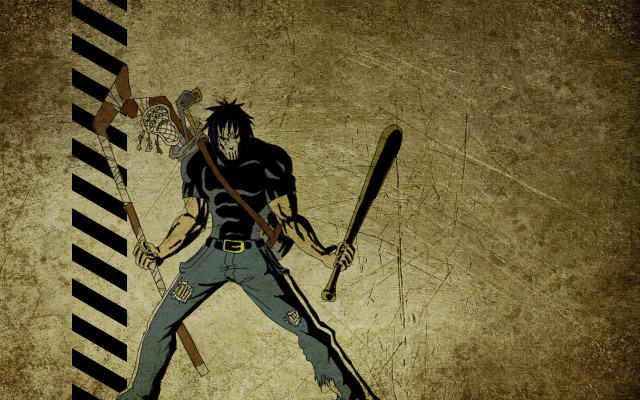 Man holding baseball bat striped free wallpaper for desktop - medium preview image