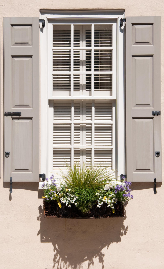 Window shutters flower box flowers free wallpaper for mobile - medium preview image