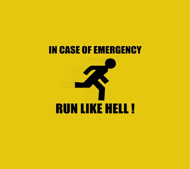 Yellow background emergency sign run free wallpaper for tablet - medium preview image