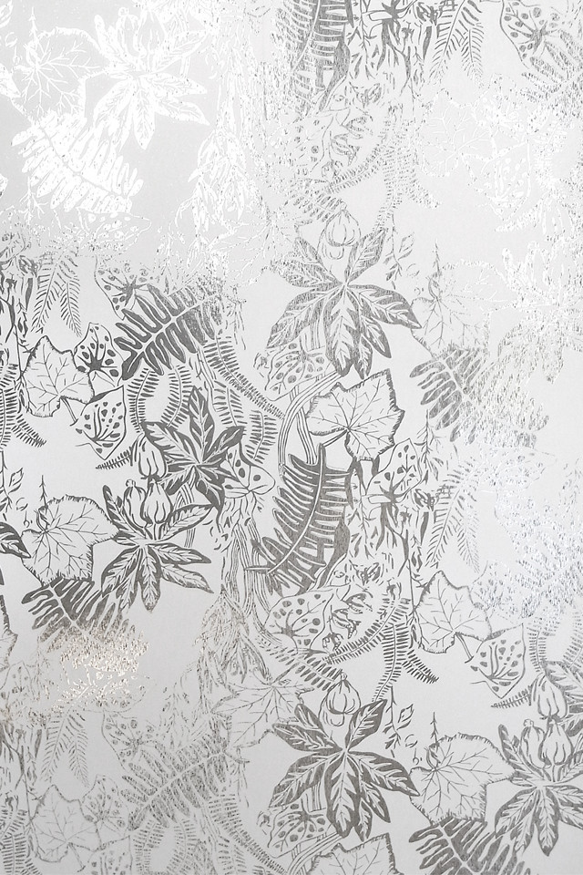 Leaves wall silver foil floral free wallpaper for mobile - medium preview image