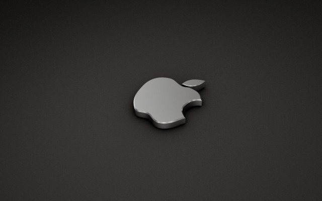 Silver apple logo black background free wallpaper for desktop - medium preview image