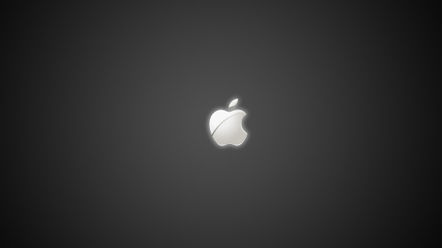 Apple logo black white light free wallpaper for desktop - medium preview image