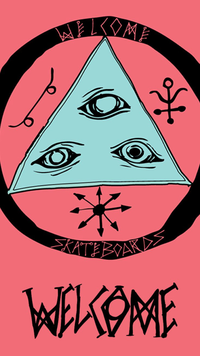 Pink background triangle eye welcome free wallpaper for mobile - medium preview image