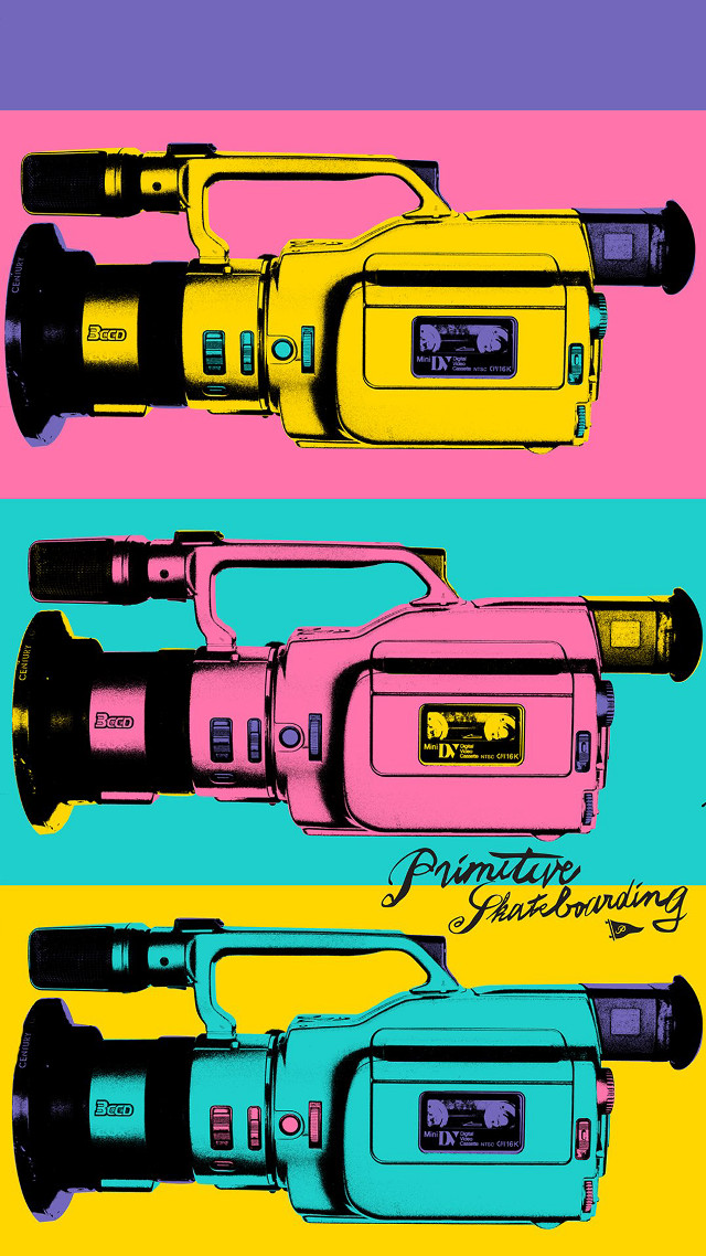 Three colored objects row colorful free wallpaper for mobile - medium preview image