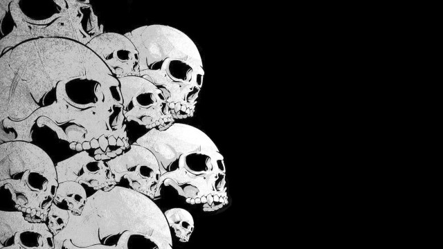 Skulls stacked black background white free wallpaper for desktop - medium preview image