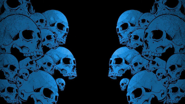 Skulls blue black background image free wallpaper for desktop - medium preview image