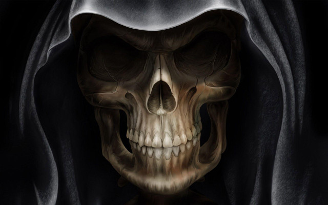 Skeleton hooded hood skull middle free wallpaper for desktop - medium preview image