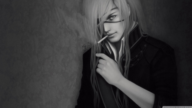 Blonde woman glasses smoking cigarette free wallpaper for desktop - medium preview image