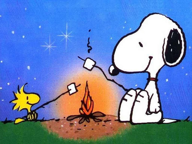 Snoopy dog campfire sitting lap #2 free wallpaper for desktop - medium preview image