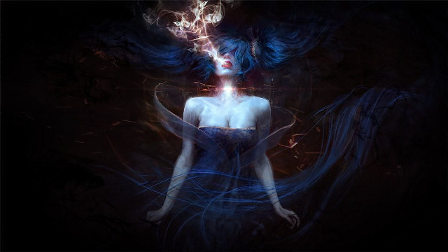 Blue hair white shirt blue free wallpaper for desktop - medium preview image