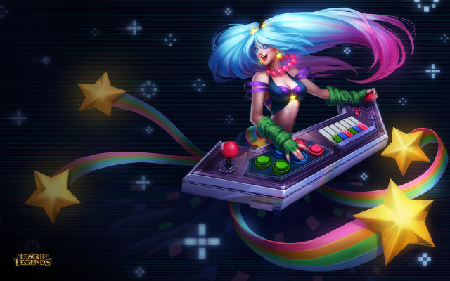 Cartoon girl musical instrument star free wallpaper for desktop - medium preview image