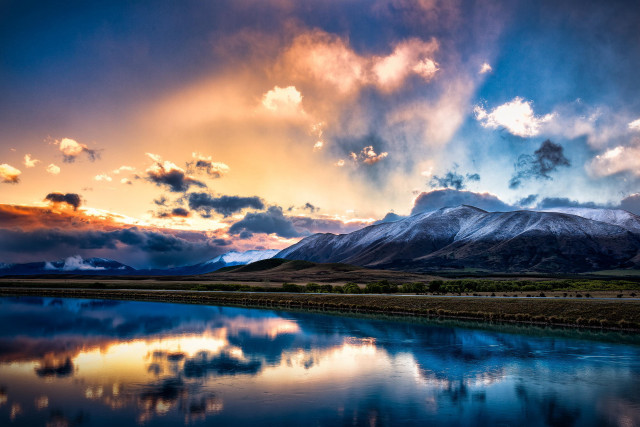 Mountain range lake cloudy sky #2 free wallpaper for desktop - medium preview image