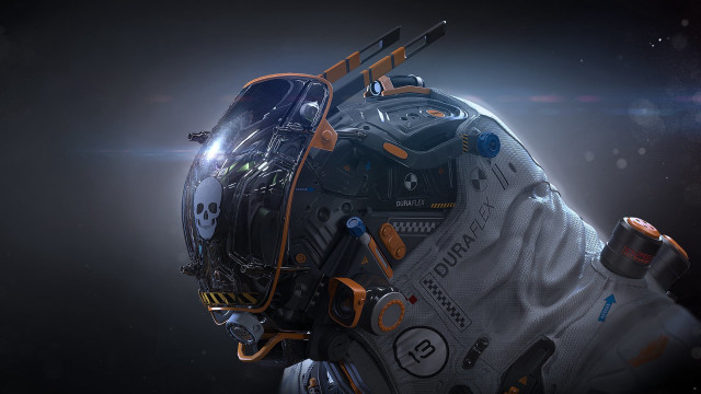 Futuristic man helmet sci fi free wallpaper for desktop - medium preview image