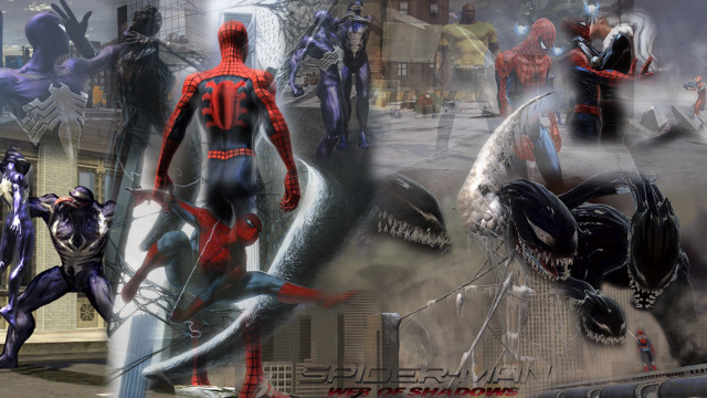 Superheroes aliens city street spider free wallpaper for desktop - medium preview image