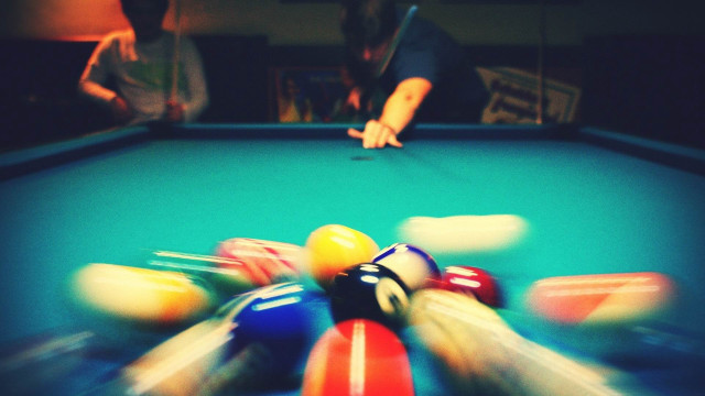 Pool table man cue balls free wallpaper for desktop - medium preview image