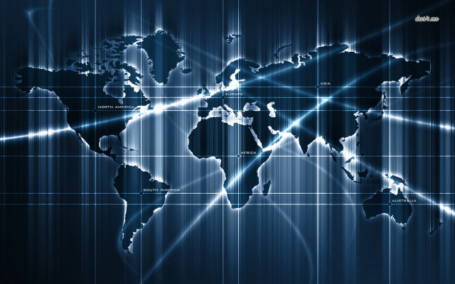 Blue world map lines dots free wallpaper for desktop - medium preview image