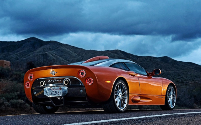 Orange sports car evening dark free wallpaper for desktop - medium preview image