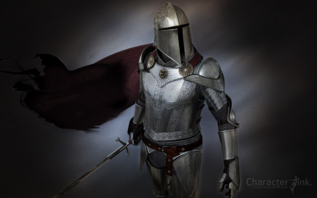 Knight full armor red cape free wallpaper for desktop - medium preview image