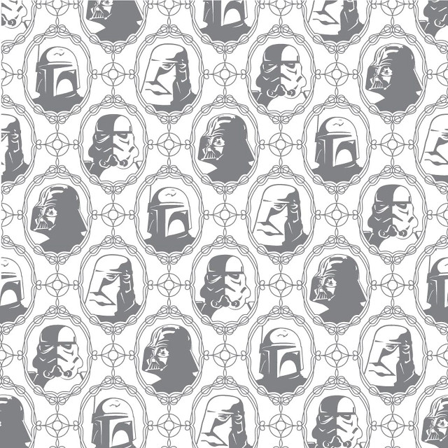 Star wars characters pattern white free wallpaper for tablet - medium preview image