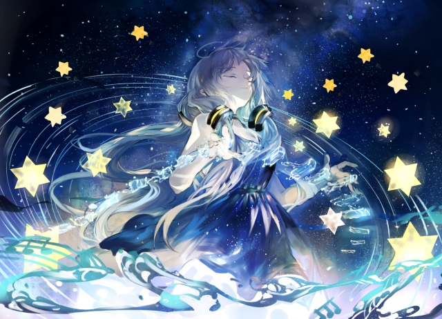 Girl dress stars blue sky free wallpaper for desktop - medium preview image