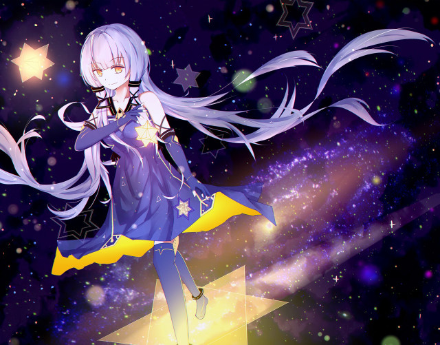 Girl star sky space hologram free wallpaper for desktop - medium preview image