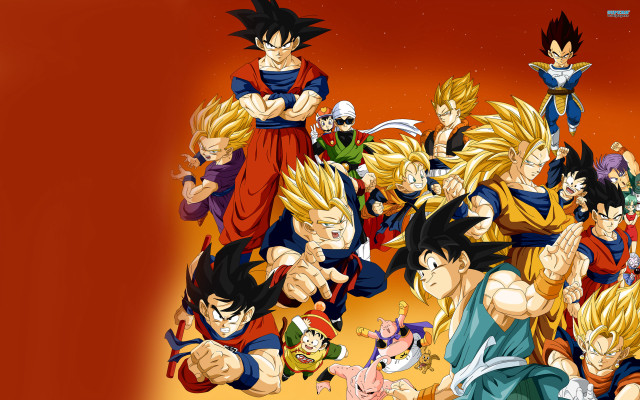 Dragon ball characters cartoon red free wallpaper for desktop - medium preview image