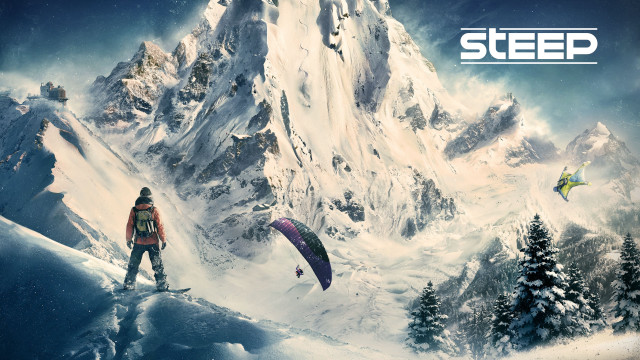 Man snow mountain parachute flying free wallpaper for desktop - medium preview image