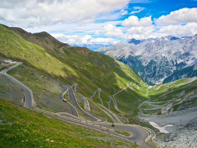 Winding road mountains car driving free wallpaper for desktop - medium preview image