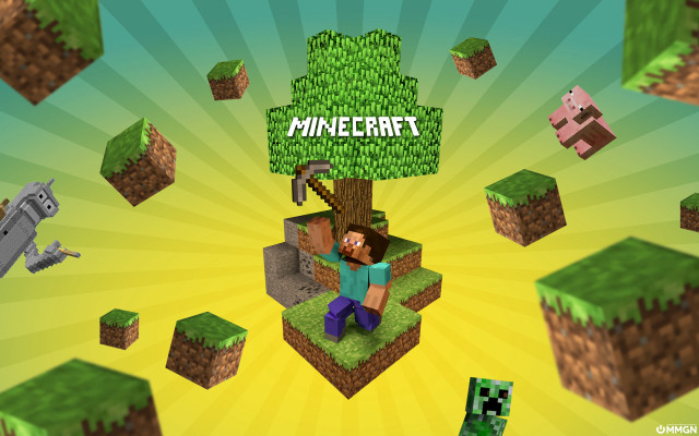 Man sitting tree minecraft plane free wallpaper for desktop - medium preview image
