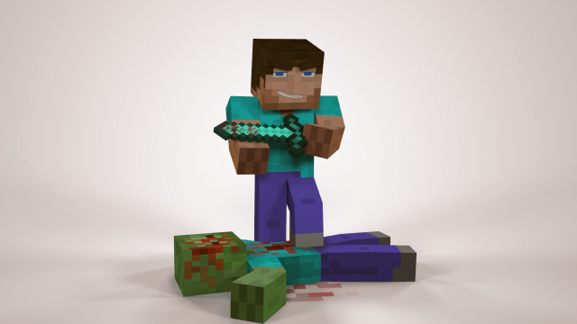 Man holding object minecraft style free wallpaper for desktop - medium preview image