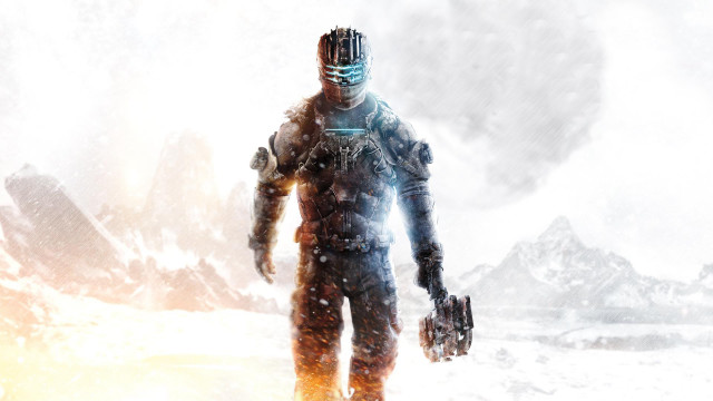 Futuristic man suit walking snow free wallpaper for desktop - medium preview image