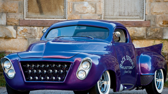 Purple car parked building window #2 free wallpaper for desktop - medium preview image