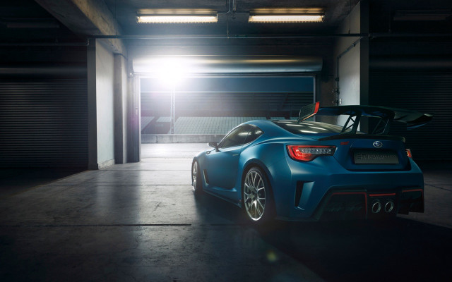 Blue sports car parking garage #7 free wallpaper for desktop - medium preview image