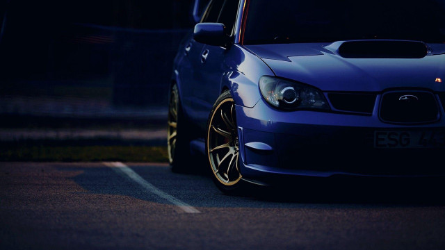 Blue car night road lights free wallpaper for desktop - medium preview image