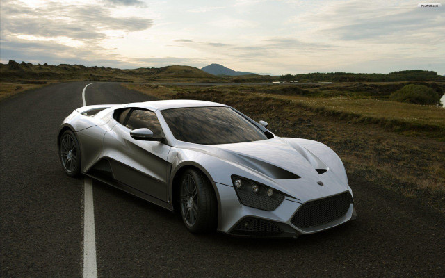 Silver sports car road field #3 free wallpaper for desktop - medium preview image
