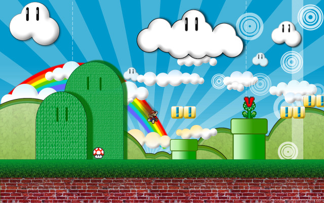 Rainbow clouds game scene castle free wallpaper for desktop - medium preview image