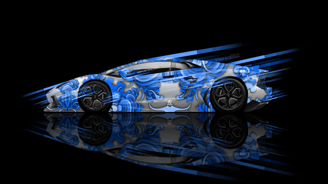 Blue white car dark design free wallpaper for desktop - medium preview image