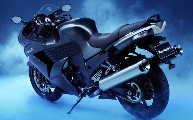 Black motorcycle blue background smoke #2 free wallpaper for desktop - medium preview image