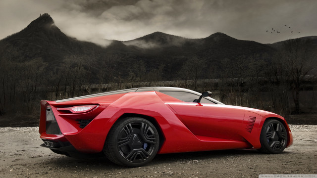 Red sports car mountain range #5 free wallpaper for desktop - medium preview image