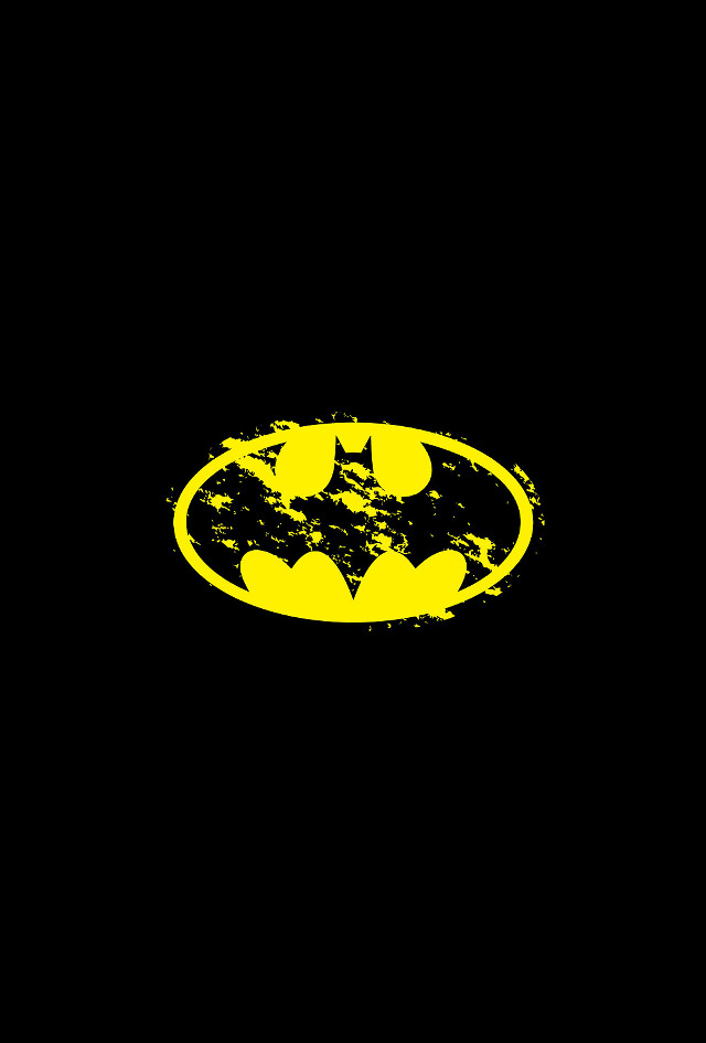 Batman symbol yellow splatter black free wallpaper for mobile - medium preview image
