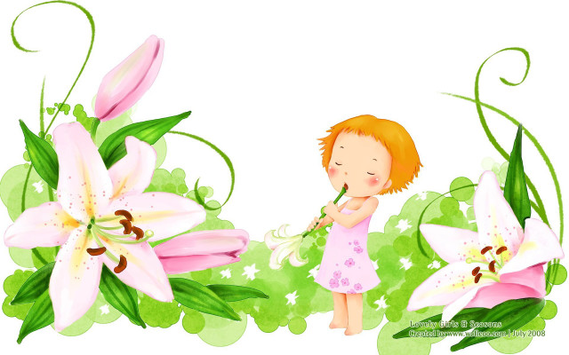 Little girl flower toothbrush pink free wallpaper for desktop - medium preview image