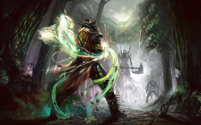 Man forest sword demon back free wallpaper for desktop - medium preview image