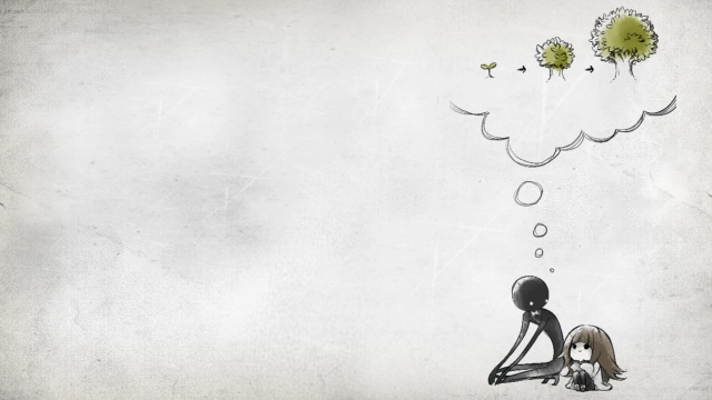 Sitting person thought bubble drawing free wallpaper for desktop - medium preview image