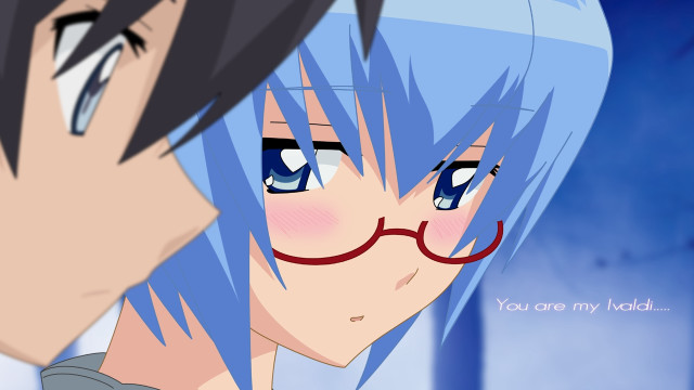 Anime blue hair glasses couple free wallpaper for desktop - medium preview image