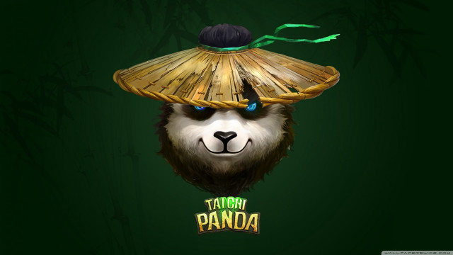 Panda bear bamboo hat green free wallpaper for desktop - medium preview image