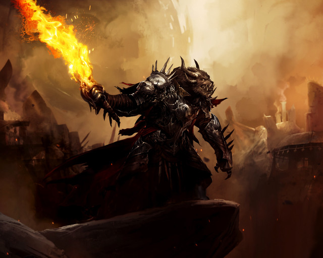 Demonic knight flame dark forest free wallpaper for desktop - medium preview image